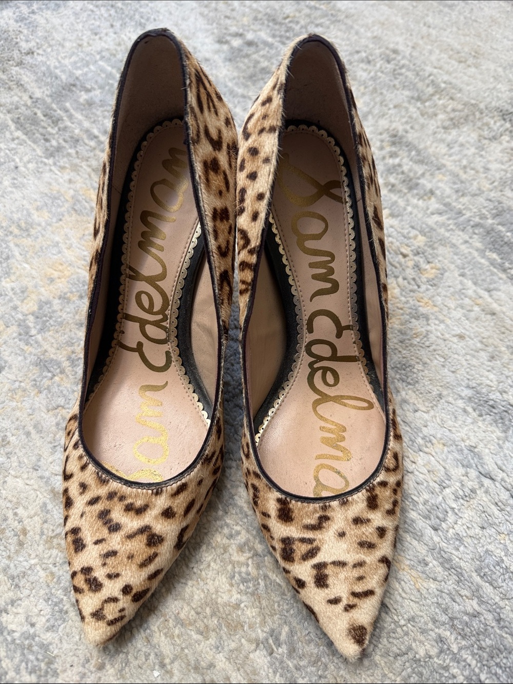 Sam Edelman Leopard Print Pointed Toe Pumps in Brown and Black 6.5W, 6 1/2W